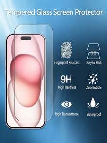 3片裝透明保護殼友善強化玻璃全螢幕保護貼，手機配件，相容 iPhone 15 15 Pro 15 Plus 15 Pro Max 16 16 Plus 16 Pro Max 17 17 Air 17 Pro 17 Pro Max，日常使用 - 無色 - 查看 2