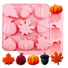 3D Pumpkin Silicone Mold - Fall/Halloween/Thanksgiving Candy Molds With Autumn Maple Leaf & Acorn Shapes, Baking Tray For Cake Decoration, Cupcake Toppers & Resin - Multicolor - View 1