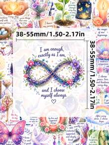 50Pcs Watercolor Mystical Affirmation Sticker Pack, Self-Love & Growth Prints For Planner, Notebook & Spiritual Crafts - Multicolor - View 3