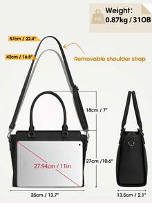 Women's PU Leather 14 Inch Laptop Tote Bag, Elegant Work Handbag With Detachable Strap For Office, Daily & Shopping, Professional, Minimalist Design - Multicolor - View 5