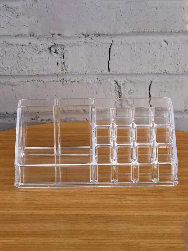 1 16-Slot Transparent Acrylic Lipstick Organizer, Makeup Organizer, Makeup Brush Holders, Multifunctional Beauty Organizer, Dressing Table Lip Gloss And Nail Polish Display Rack, Essential Storage Item For Dormitories, Bedrooms, And Back-To-School.