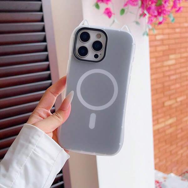 A Cute Phone Case That Combines Cat Ears With Magnetic Functionality, Suitable For IPhone 17/17 Pro/17 Pro Max/16/15/14/13/12/11 Series Models. It Makes An Excellent Gift For Girlfriends, Family Members, Or For Personal Use. It's Particularly Suitable For Birthdays And Festive Occasions, The Jelly Magnetic Phone Case.