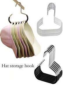 5pcs Hat Hanger Hooks, Non-Slip Organizer Hooks, Creative Round Stainless Steel Hooks For Closet, Suitable For Hats, Belts, Scarves, Lingerie - Multicolor - View 2