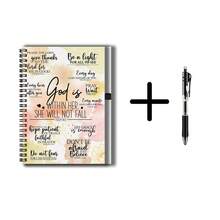 1 Set de cahiers à spirale 2D à thème chrétien avec stylo, présentant des versets bibliques sélectionnés sur la couverture pour transmettre la foi et la force, 100 pages grande capacité, convient pour l'étude, les dossiers de travail, la rentrée scolaire, la planification quotidienne, la tenue d'un journal, les cadeaux de remise des diplômes, les cadeaux d'anniversaire - A - Voir 4