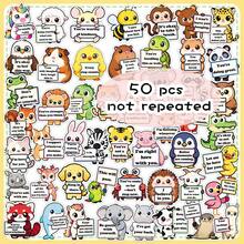 50pcs Cute Adorable Cartoon Warm Healing Animal English Graffiti Decorative Stickers For Computer And Helmet - 50 Images Of Animal - View 11