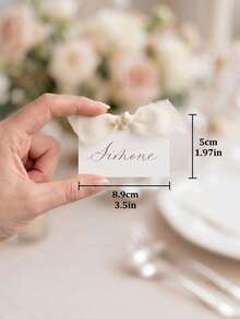 Table Numbers For Wedding,10/20 Personalized Wedding Name Place Cards, Small Table Cards With White Ribbons, Customizable With Multiple Names, Suitable For Weddings, Valentine's Day, Dining, And Dinner Parties. - Multicolor - View 7