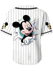 Mickey Mouse Baseball Jersey Disney Baseball Jersey Mickey Mouse Design Summer Casual Wear - Multicolor - View 3