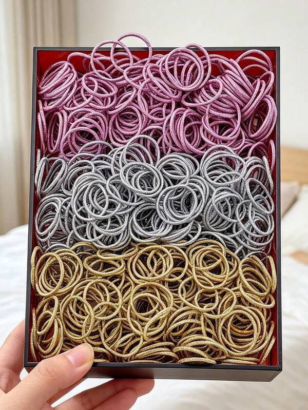 150pcs High Elasticity Shiny Hair Ties, Suitable For Girls. Shiny Glitter Texture, High Elasticity Non-Damaging Hair Design, Hair Tie / Bun / Daily Styling Versatile Hair Accessory