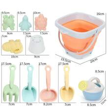 Beach Toy Set With Foldable Bucket, Morandi Color Beach Toys, Creative DIY Outdoor Camping Play Set, Includes Shovel And Animal Molds, Essential For Children's Summer Vacation, Essential For Children's Beach Travel, Beach Supplies, Garden Toys - Multicolor - View 5