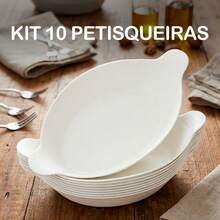 Kit Of 20 Boat-Shaped Appetizer Platters For BBQ, Parties, Cold Cuts, Serving Peanuts, Broth - Kaziva - 白色 - 10 個 - 查看 1