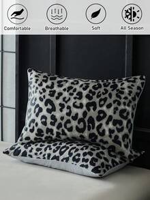 1pc Grey Leopard Print Pillowcase, Fashionable Personalized Modern Style Polyester Decorative Throw Pillow Cover Suitable For Sofa, Home Decor, Machine Washable, Without Filling - Grey - View 2