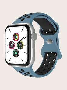 4件/組中性時尚運動款柔軟舒適透氣雙色孔洞矽膠扣錶帶，適用於Apple Watch，尺寸38mm、40mm、41mm、45mm、44mm、42mm、49mm，可用作腰帶、百搭休閒手鍊、腕帶，派對禮物、節日禮物。兼容Ultra系列9/8/7/6/5/SE/4/3/2/1機型，可更換錶帶配件。 - 彩色 - 查看 7