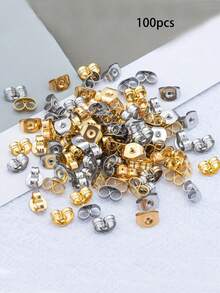 Stainless Steel Earring Backs - 10/50/100pcs, 4.5x6mm, Secure Closure, Suitable For DIY Jewelry Making And Repair - Multicolor - View 17