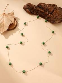 1 pieza Collar largo de cuentas de sandía elegante y vintage versátil, collar para capas, adecuado para salidas casuales diarias de mujeres, banquetes, festivales de música, eventos de fiesta, reuniones, regalos de vacaciones - Verde - Ver 7