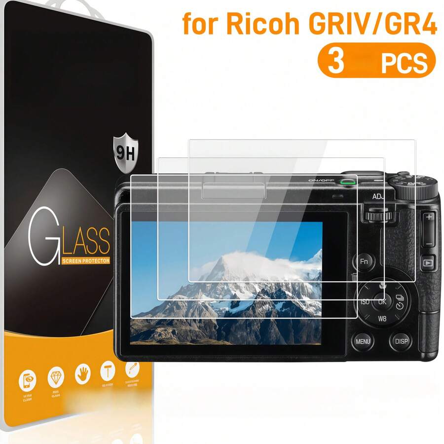 3pcs Screen Protector For Fujitsu GR3 HDF/GR3X HDF/Gr3/Gr3 Iii Camera, 9H Hardness Tempered Glass, Ultra-Sensitive Touch, Easy Installation Bubble-Free, New Design, Camera Protection Set. - View 1