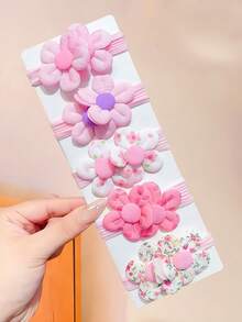 15/10/5/Pcs/Set 3D Petal High Elasticity Hair Tie Combination, Girly Hair Rubber Bands, High Elasticity, Flower And Bow Combination, Cute And Sweet Hair Accessories - Suitable For Girls And Teenagers, Suitable For Daily, School, Party, Vacation, Graduation Season, Etc., Adding Kawaii Style To Hairstyle - Multicolor - View 5