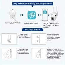 Caméra de surveillance WiFi WJG 1296P, surveillance de intelligente Full HD, rotation PTZ 360°/90°, appel vocal en un clic, interphone audio bidirectionnel, contrôle à distance via application mobile, vision nocturne en couleurs, prise en charge de carte mémoire/stockage cloud, détection de mouvement - Blanc - Voir 11