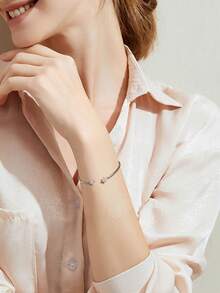 XUJIA 1件莫桑鑽三葉草開口式手環 0.80CTTW，925純銀莫桑鑽女款手鍊，適合日常佩戴的珠寶禮物 - SZM-006 - 查看 6