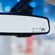 Cartoon Electric Vehicle Rearview Mirror Sticker Cute Waving Cat Car Reverse Mirror Glass Window Scratch Decoration Waterproof - Lucky Cat - View 5