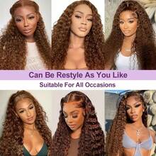 Wear And Go 200% Density 5x5 Pre Cut Lace Closure Wig And 13*4 Lace Front Wig Easy To Wear Pre-Plucked With Bleached Knots Jerry Curly #4 Brown Wig Blended Hair Wig Baby Hair Around For Women, Halloween - Brown - View 9