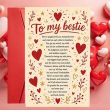 1 Set Envelope And Card Romantic Heart For Best Friend Valentine'S Day Card To My For Bestie Great For Best Friend - 13*18 - View 8