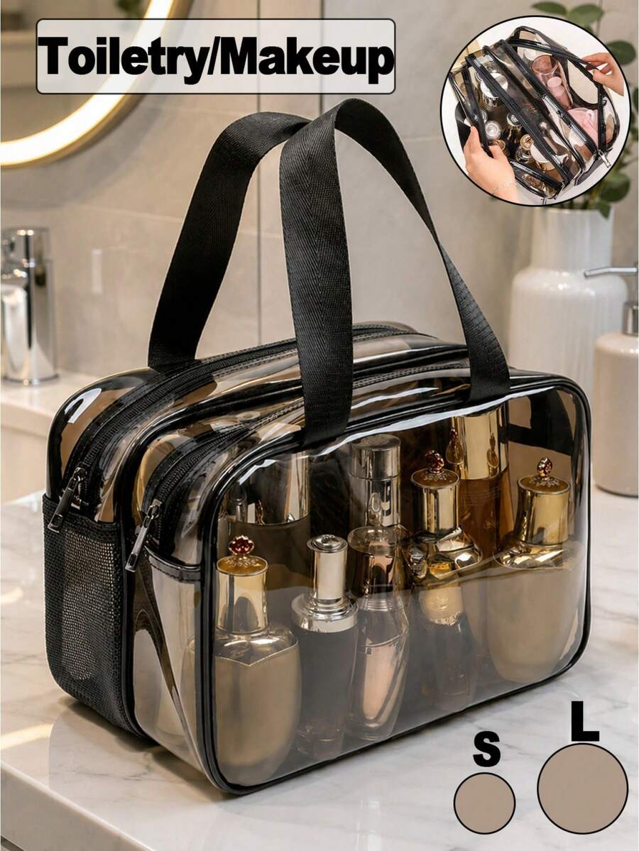 1 Stück Multifunktionale Kulturbeutel, wasserdichte Kosmetiktasche, große Kapazität Make-up Organizer Tasche, mit Haken, doppelschichtig, wasserdicht, große Kapazität, Polyester Material, Reiseaccessoires, Reiseessentials, geeignet für Kosmetik, Gesichtsmasken, Toilettenartikel, Uhren, Schmuck, Sonnenschutz, Parfüm, usw. Aufbewahrung, Geburtstagsgeschenk, Feiertagsgeschenk, Ramadan Geschenk, Abschlussgeschenk, Brautjungfer Geschenk