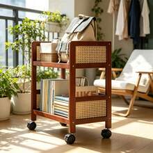 1 pieza Carrito de aperitivos para sala de estar, estantería de almacenamiento, unidades de estantería de pie, organización y almacenamiento, unidad de estantería, estantería de almacenamiento con ruedas para dormitorio y estudio, estantería organizadora multifuncional móvil de pie para cocina, estantería de exhibición para baño con ruedas direccionales, adecuada para Navidad, Pascua y otras festividades - Ver 4