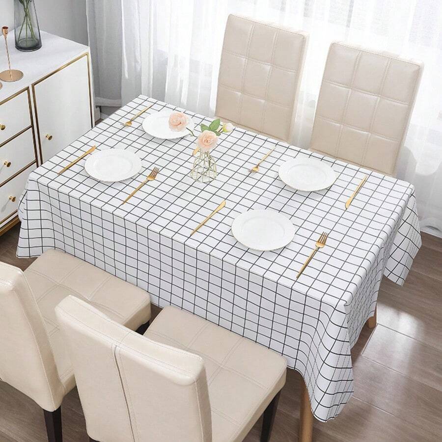1pc Waterproof Oil-Proof Wash-Free PEVA Tablecloth Heat-Resistant Stain-Resistant Printed Table Cover Home Dining Table Protector Mat