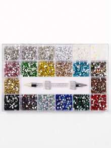 Juego de 21-Cuadrículas de Cristales de Diamante Transparentes Brillantes Mixtos 3D para Arte de Uñas con Bolígrafo de Recogida, Accesorios de Decoración de Arte de Uñas de Moda, Suministros de Diseño de Uñas, Gemas de Uñas en Múltiples Formas para Uso Diario DIY y Salón de Uñas - Plateado - Ver 2