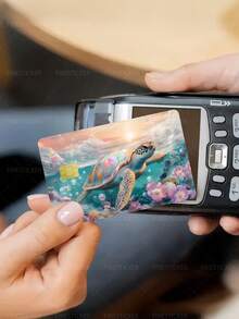 1pc Colorful Sea Turtle Credit Card Cover Sticker Protective Card Sleeve, Colorful Ocean PVC Material Anti-Fingerprint Durable Scratch-Resistant Wear-Resistant Skin, Party Birthday Gift, Suitable For Men And Women, Small Chip Cards, Bank Cards, Credit Cards, Transportation Cards, Key Cards, Student Campus Cards Personalized DIY, Privacy Protection - Multicolor - View 6