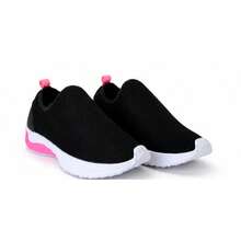 Women's Comfortable Black Slip-On Sneakers With Pink Sole - Casual Fashion  2026 - 白色+粉紅色 - 查看 8