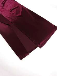 WOWDARK Summer Dress Wine Red Valentine's Day Outfit, Spaghetti Strap Ruched Slit Satin Party Dress, Elegant Dress - 酒紅色 - 查看 11