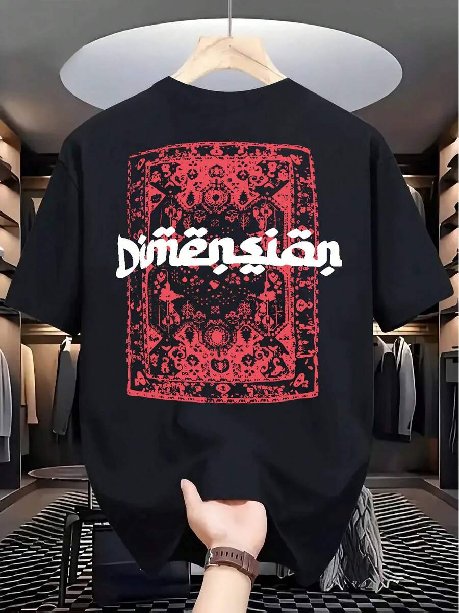 T-shirt de moda masculina - Preto - Ver 1