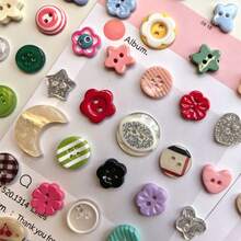 9/26/45/66/86/100Pcs Creamy Color Ins Style Cute Fresh Buttons, Colorful Resin Buttons DIY Handmade Jewelry Decoration Accessories, Sewing Supplies Small Buttons, Asymmetrical Decorative Buttons Mixed Random Styles - Multiple Styles - View 2