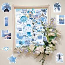 50pcs Winter Blue Tone Whispers Ins Style Korean Snowy Scene Atmosphere Fresh Decorative Insulated Tumbler Tablet Stickers - Winter Blues Musings - 1893 - View 8