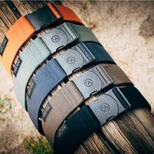 Arcade Belt Mens Adventure Midnighter Belts: Heavy Duty Elastic Webbing, Non-Metal Travel Friendly Buckle - Camuflaje Ranger Peaks - Gris - Ver 8