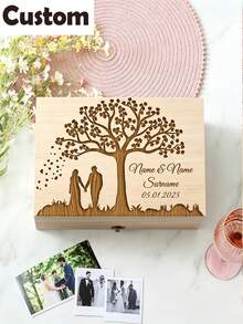Custom Wedding Memory Keepsake Box | Custom Bridal Shower Gift, Engagements Gift For Him, Her, Custom Bride & Groom Marriage Day Box, Gifts For Weddin - Multicolor - View 7