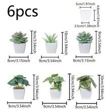 1株（3-4英寸）/6株/套 人造迷你多肉植物，适用于家居、客厅、桌面、窗台、办公桌装饰，母亲节、婚礼派对装饰 - 白綠色 - 查看 27