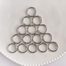50pcs/Set Silver Spring Snap Round Carabiner Key Ring Bag Clasp Hook Dog Chain Connector DIY Jewelry Accessories - Silver Gray - View 3