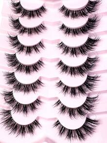 New 7 Pairs Transparent False Eyelashes, Faux Mink Cat Eye Lashes, Natural 8D Fluffy Curly Thick False Eyelashes, Makeup Travel Essentials - 交叉款 - 查看 9