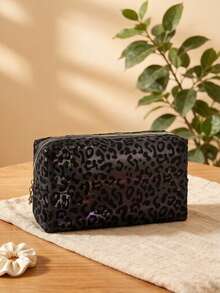 1個女用網格化妝包，便攜式化妝收納袋，適用於旅行與居家，盥洗用品收納袋，補妝袋，小型旅行袋，學校宿舍居家必備 - 黑色 - 查看 2