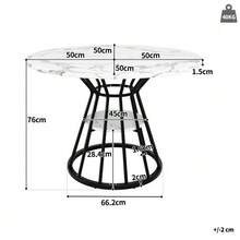 Table Set (5-Piece), Round Dining Table, Dining Table 100 X 100 X 76 Cm (Incl. 4 Chairs), Round Coffee Table For 4 People, Velvet Chair (Incl. Dining Table With Marble Top), Black Chair - Black - View 2