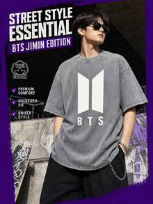 100% Cotton Men's And Women's Universal Style Vintage Washed T-Shirt  Retro World Tour 2026 Concert K-Pop Bangtan Fan Gift - 灰色 - 查看 4