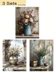 1/3/6pcs Mixed Vase Still Life DIY Number Painting, Suitable For Adults And Beginners, Unframed Handmade Craft, Adult Home Decor Holiday Gift - Sets - View 10