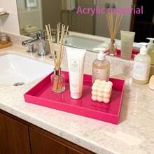 Acrylic Tray Creative Desktop Storage Tray Living Room Decor Display Plate Premium Acrylic Material Smooth Rounded Edges Easy To Clean Waterproof Durable Suitable For Bedroom, Bathroom, Living Room And Multiple Scenes - Multicolor - View 3