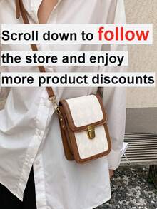 Brown Rectangular Crossbody Purse With Phone Bag & Coin Pouch, For Women - Brown - View 2