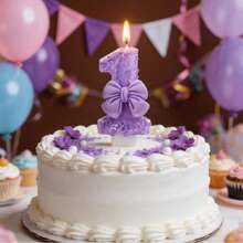 1 pièce Bougie chiffre, Bougie d'anniversaire avec nœud papillon, Décoration de fête à paillettes violettes, Convient pour les fêtes d'anniversaire, les fêtes de vacances, les fêtes à thème et diverses autres occasions - violet pur - Voir 1