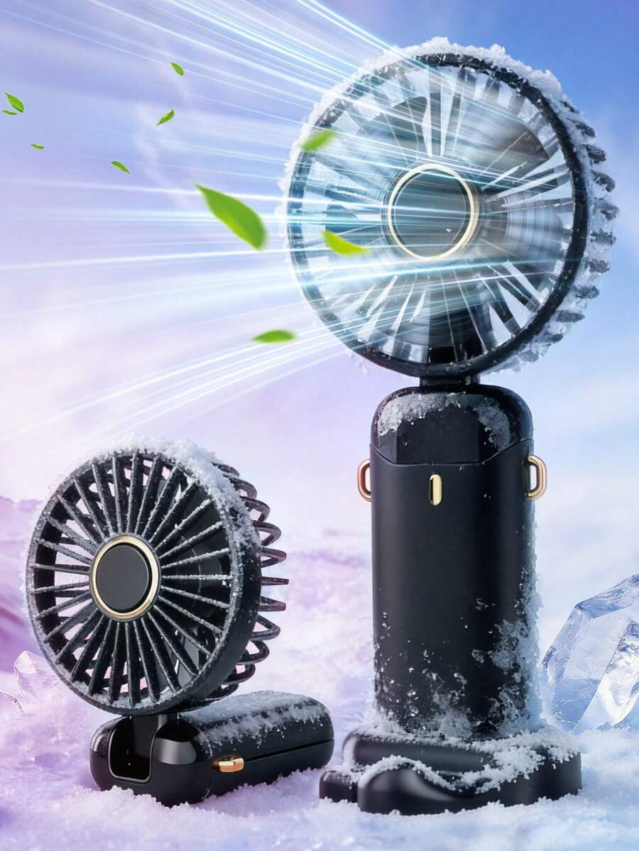 2026 New Rechargeable Portable Handheld Fan With LED Display, 5-Speed Wind Adjustment, Quiet Operation, 90° Foldable With Base, 3-In-1 Handheld/Neck/Desktop Fan, Suitable For Women's Eyelash Makeup Fan, 800mAh - Multicolor - View 1