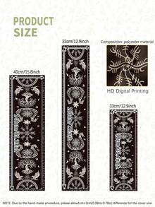 1pc,Pirate Treasure Map Table Runner, Theme Decor,Multiple Sizes,Machine Washable,Polyester Fiber Rectangular Tablecloth For Home Decor. - Black and White - View 3