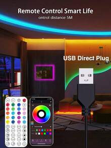 HBOWMDJIA 3ft-100ft LED Strip Lights For Home Decor, Smart Lighting With App Remote Control, Timer, Built-In Mic Music Sync Color Changing LED Lights For Room, Bedroom Decor, Birthday Party, TV Backlight, Gaming Accessories - 多色光 - 查看 7